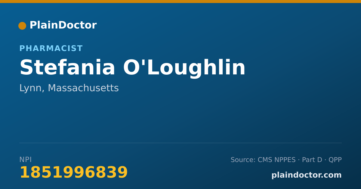 Shareable card for Stefania O'Loughlin - Pharmacist, Lynn, MA