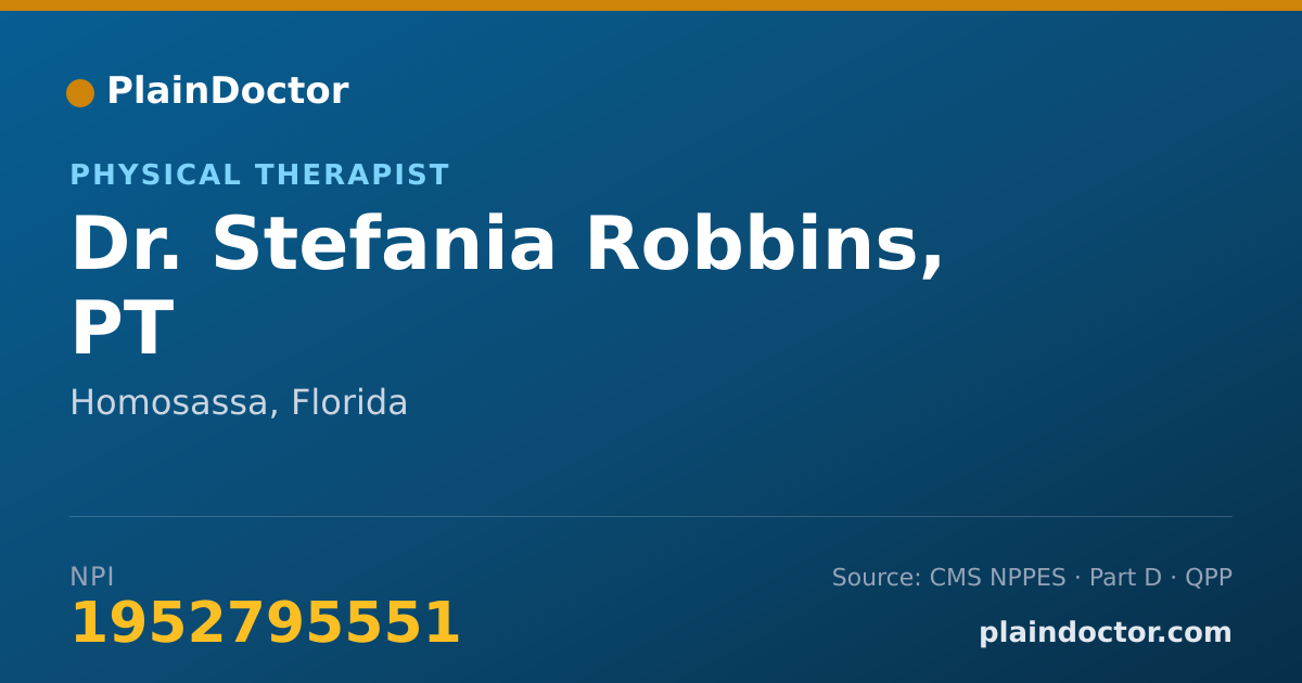 Shareable card for Stefania Robbins, PT - Physical Therapist, Homosassa, FL