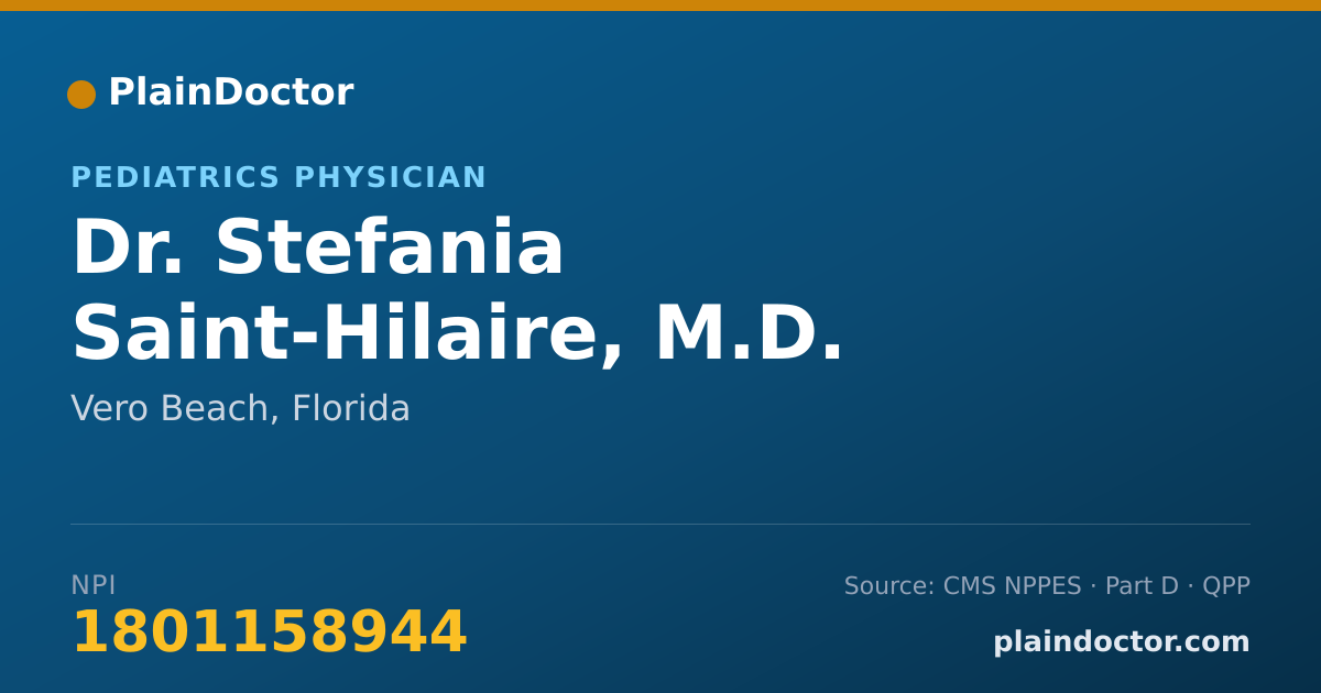 Shareable card for Stefania Saint-Hilaire, M.D. - Pediatrics Physician, Vero Beach, FL