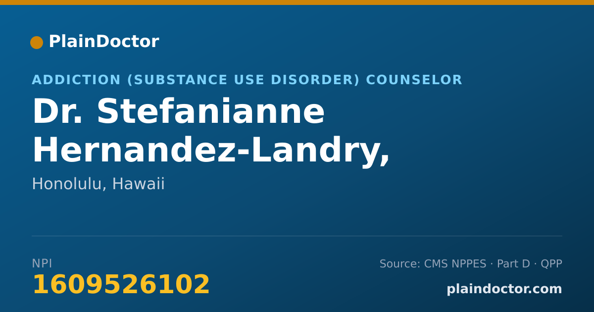 Shareable card for Stefanianne Hernandez-Landry, LMHC, CSAC - Addiction (Substance Use Disorder) Counselor, Honolulu, HI