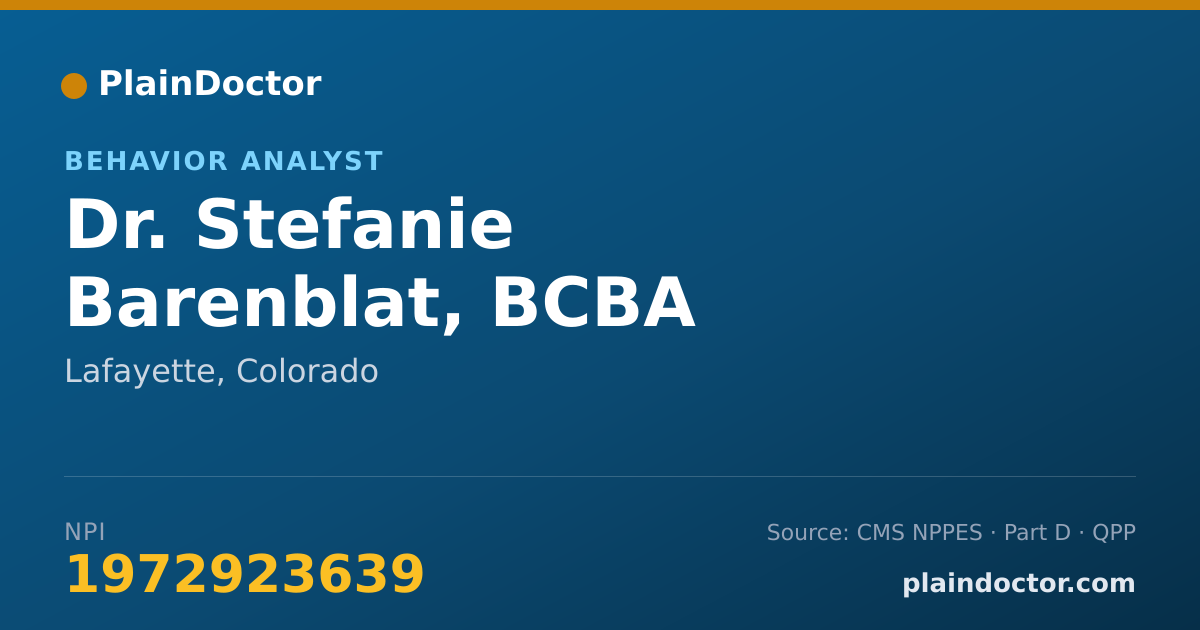 Shareable card for Stefanie Barenblat, BCBA - Behavior Analyst, Lafayette, CO