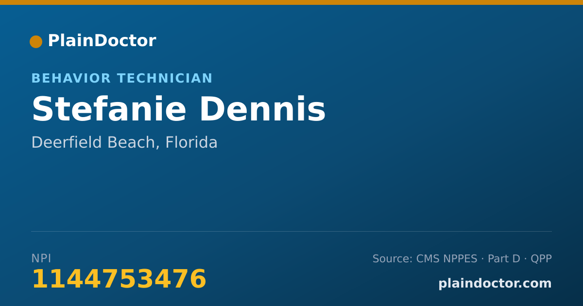 Shareable card for Stefanie Dennis - Behavior Technician, Deerfield Beach, FL