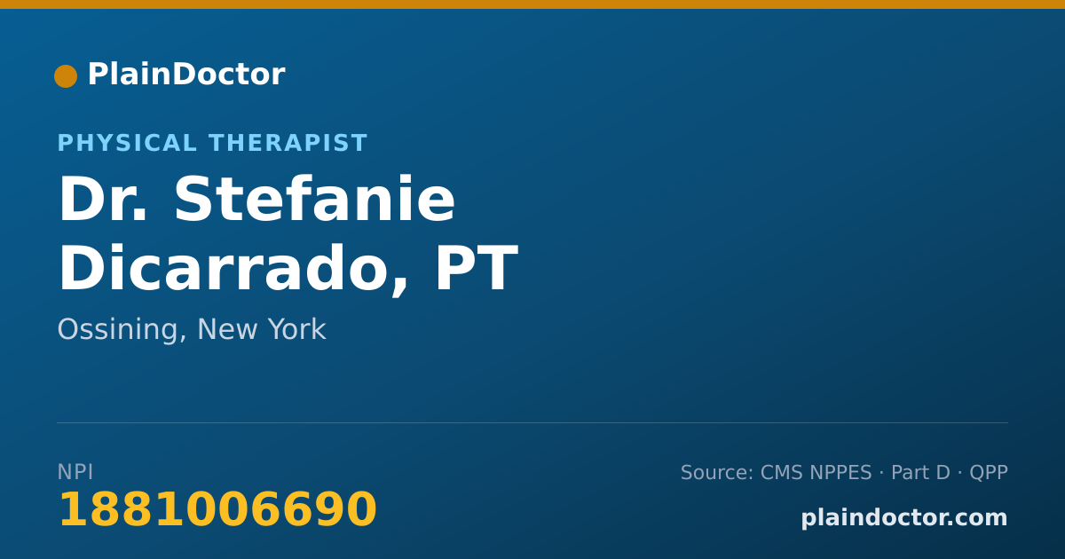 Shareable card for Stefanie Dicarrado, PT - Physical Therapist, Ossining, NY