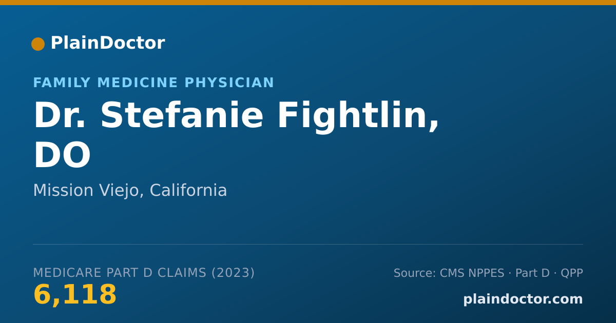 Shareable card for Stefanie Fightlin, DO - Family Medicine Physician, Mission Viejo, CA