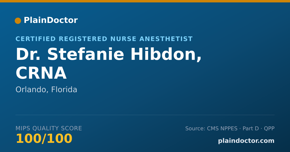 Shareable card for Stefanie Hibdon, CRNA - Certified Registered Nurse Anesthetist, Orlando, FL