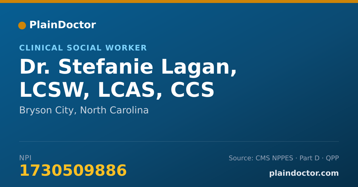 Shareable card for Stefanie Lagan, LCSW, LCAS, CCS - Clinical Social Worker, Bryson City, NC
