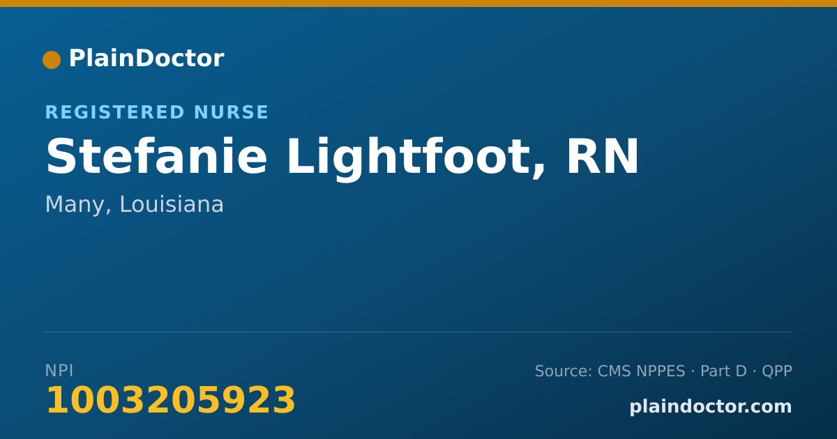 Shareable card for Stefanie Lightfoot, RN - Registered Nurse, Many, LA