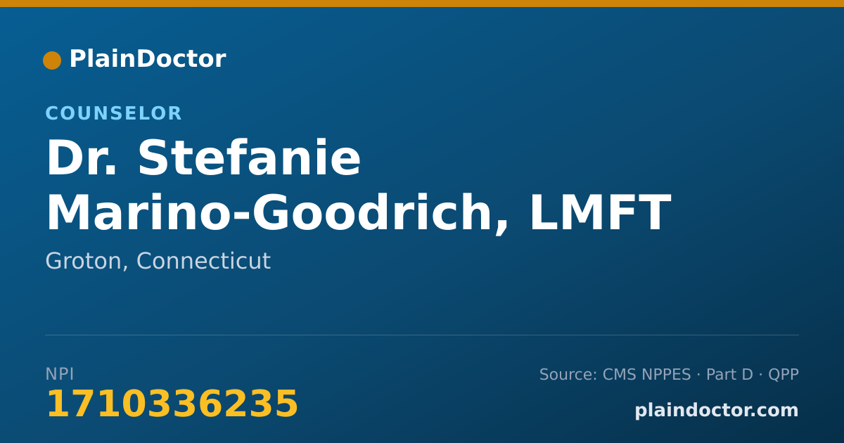 Shareable card for Stefanie Marino-Goodrich, LMFT - Counselor, Groton, CT