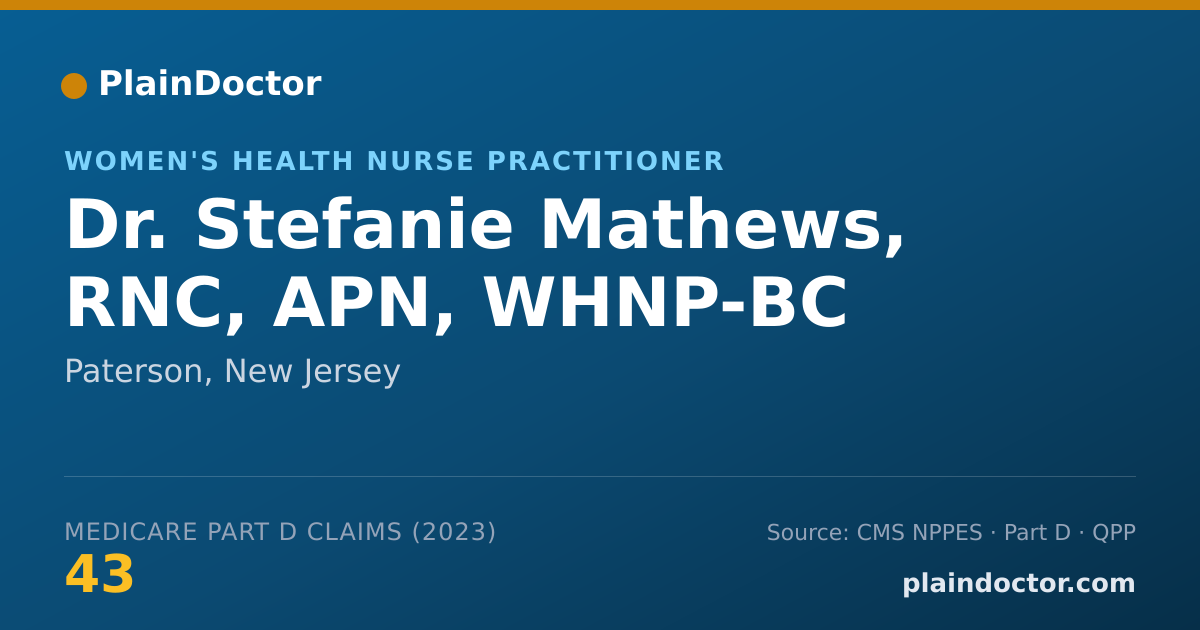 Shareable card for Stefanie Mathews, RNC, APN, WHNP-BC - Women's Health Nurse Practitioner, Paterson, NJ