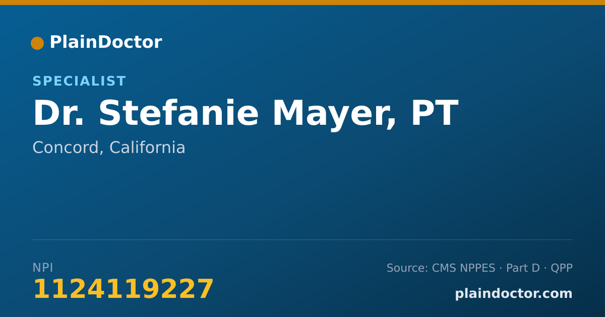 Shareable card for Stefanie Mayer, PT - Specialist, Concord, CA