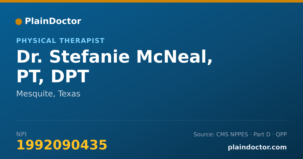 Shareable card for Stefanie McNeal, PT, DPT - Physical Therapist, Mesquite, TX