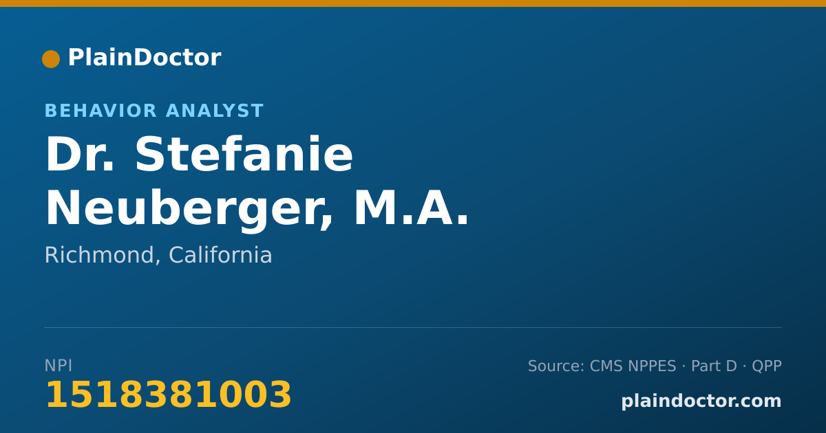 Shareable card for Stefanie Neuberger, M.A. - Behavior Analyst, Richmond, CA