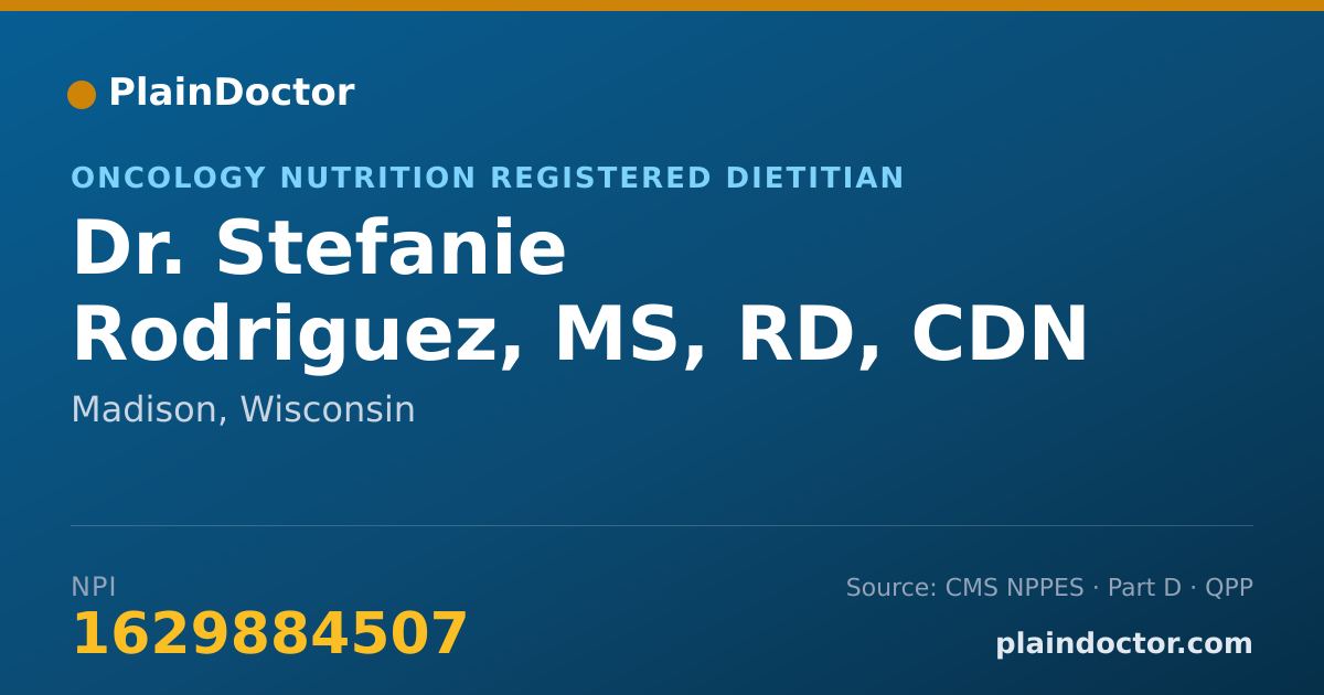 Shareable card for Stefanie Rodriguez, MS, RD, CDN - Oncology Nutrition Registered Dietitian, Madison, WI
