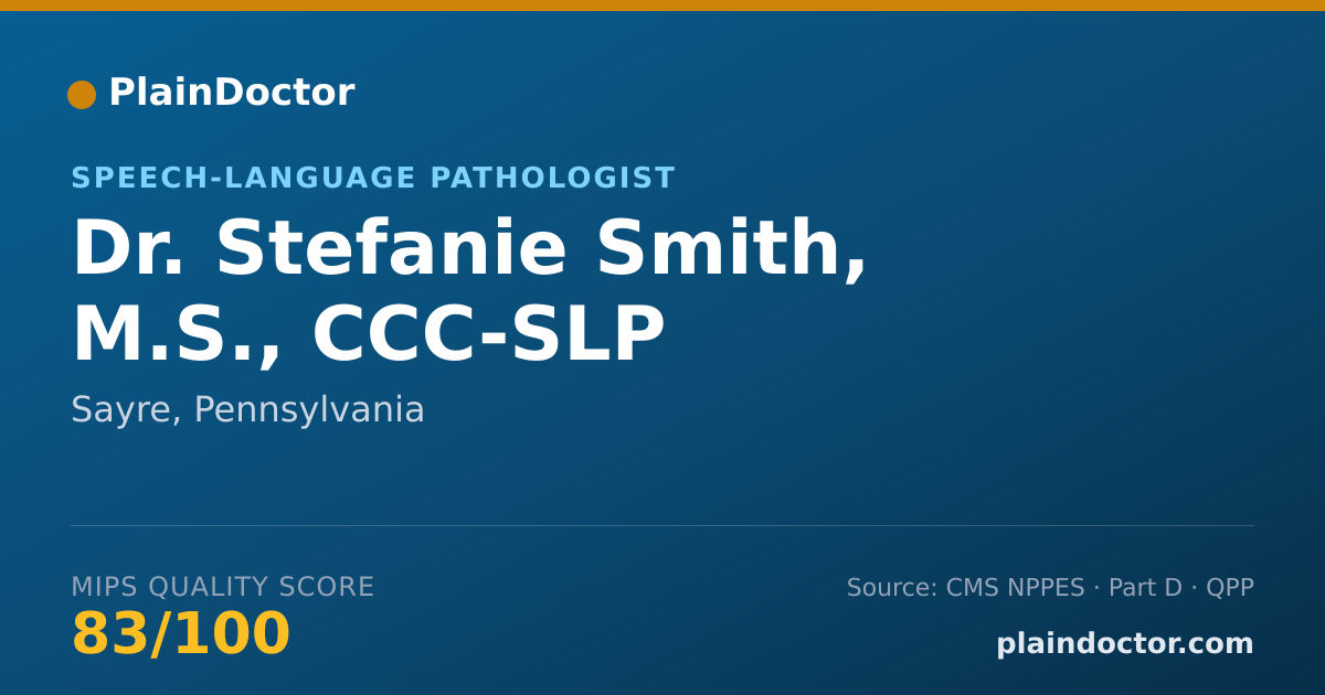 Shareable card for Stefanie Smith, M.S., CCC-SLP - Speech-Language Pathologist, Sayre, PA