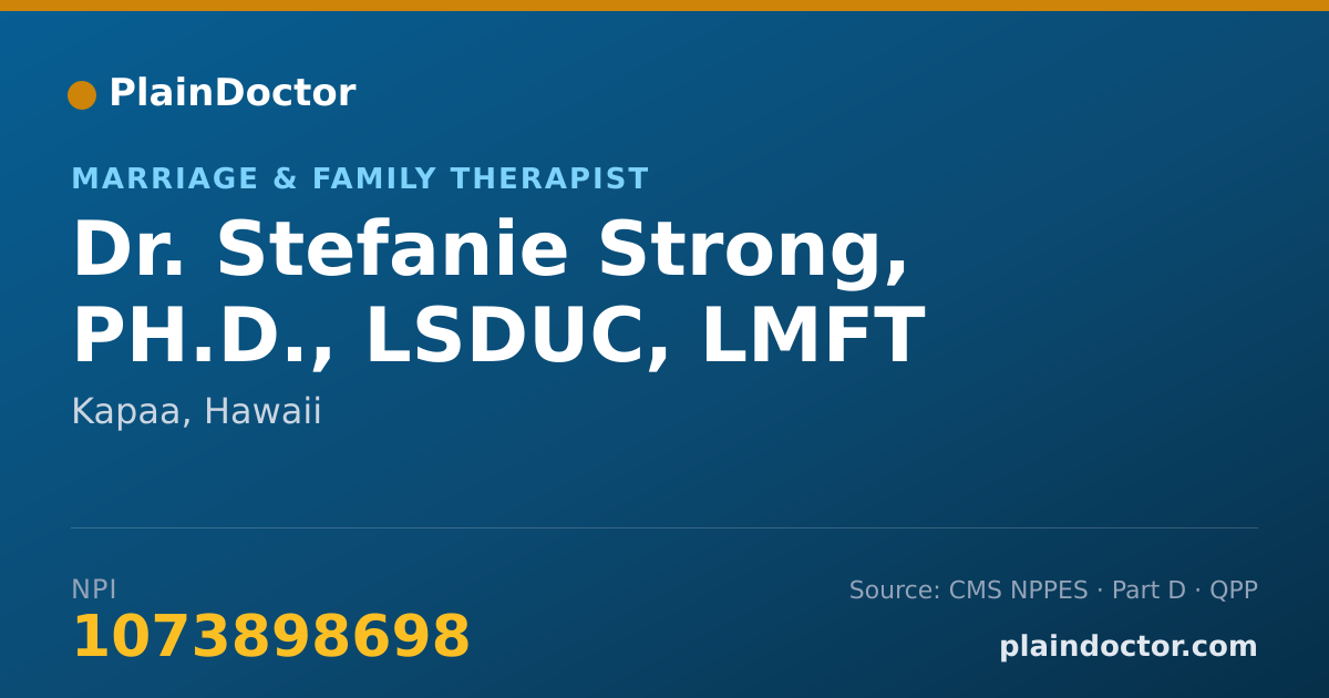 Shareable card for Stefanie Strong, PH.D., LSDUC, LMFT - Marriage & Family Therapist, Kapaa, HI
