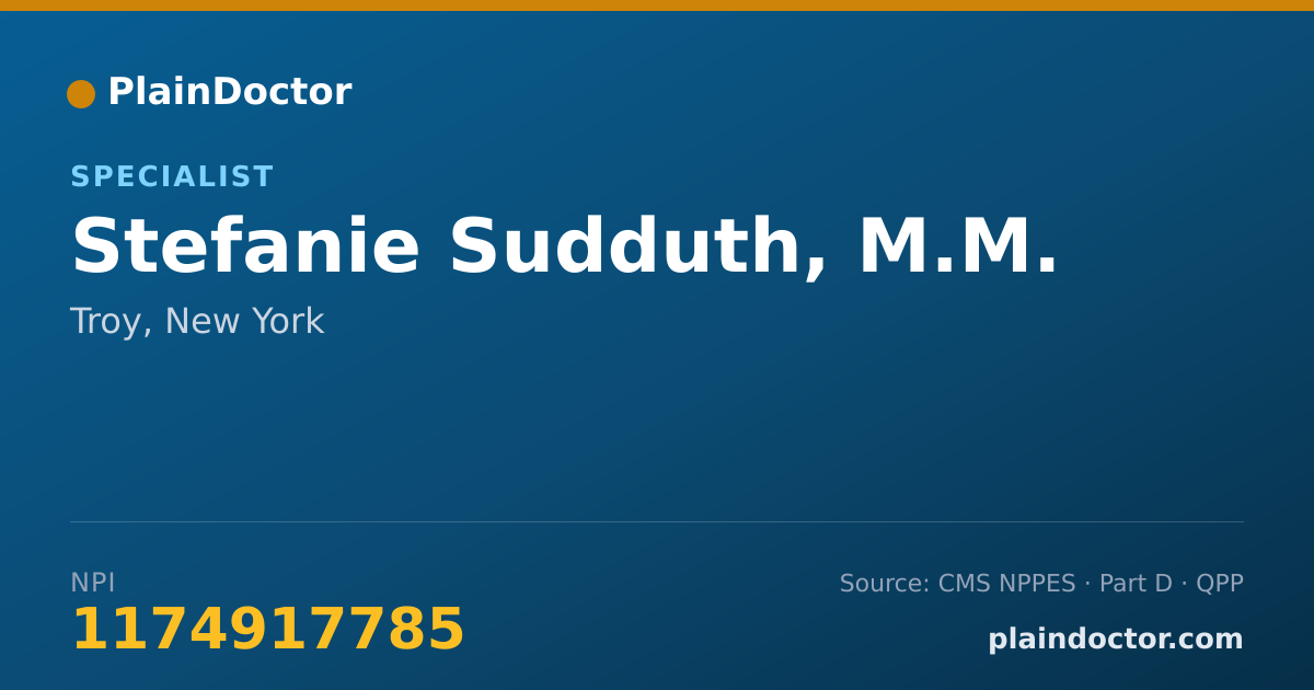 Shareable card for Stefanie Sudduth, M.M. - Specialist, Troy, NY