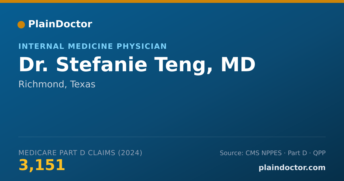 Shareable card for Stefanie Teng, MD - Internal Medicine Physician, Richmond, TX