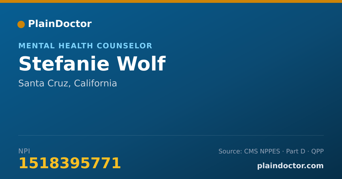 Shareable card for Stefanie Wolf - Mental Health Counselor, Santa Cruz, CA