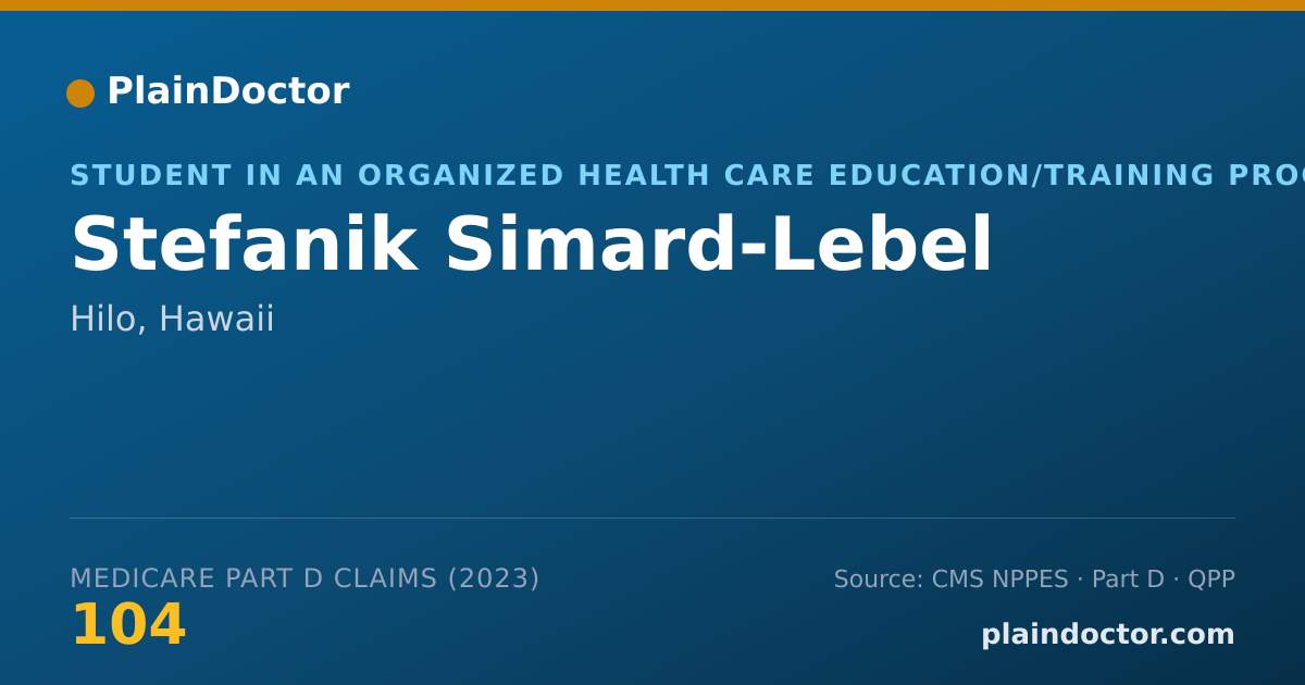 Shareable card for Stefanik Simard-Lebel - Student in an Organized Health Care Education/Training Program, Hilo, HI