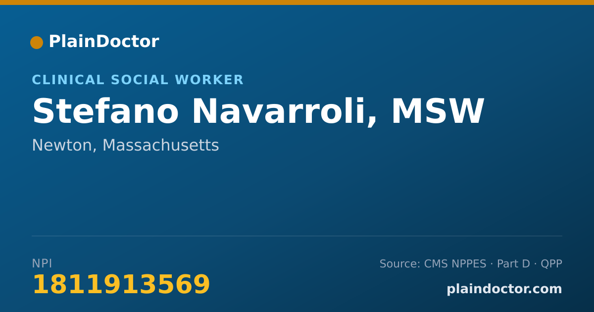 Shareable card for Stefano Navarroli, MSW - Clinical Social Worker, Newton, MA