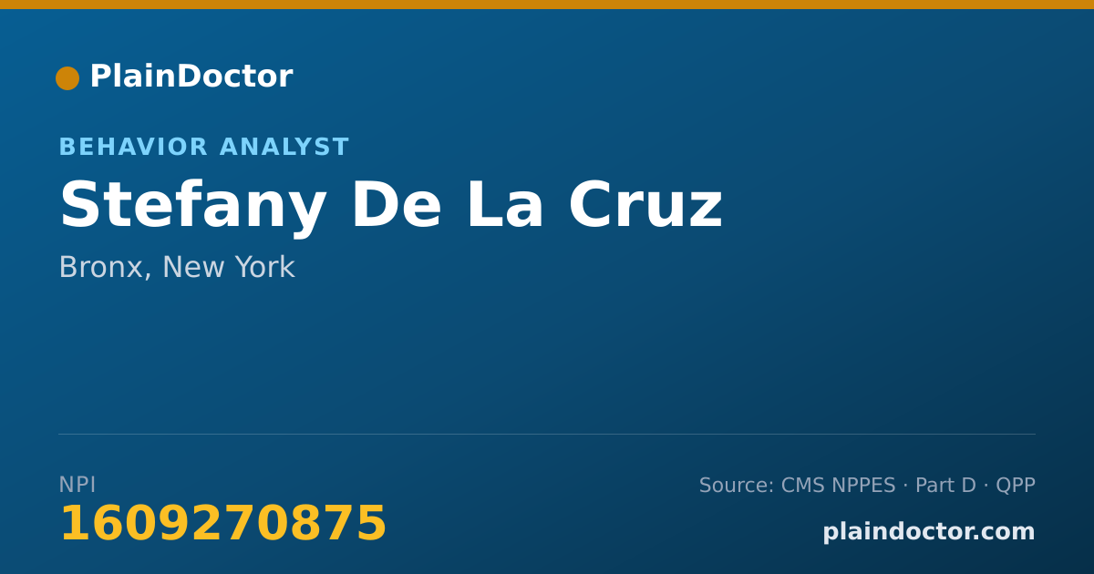 Shareable card for Stefany De La Cruz - Behavior Analyst, Bronx, NY