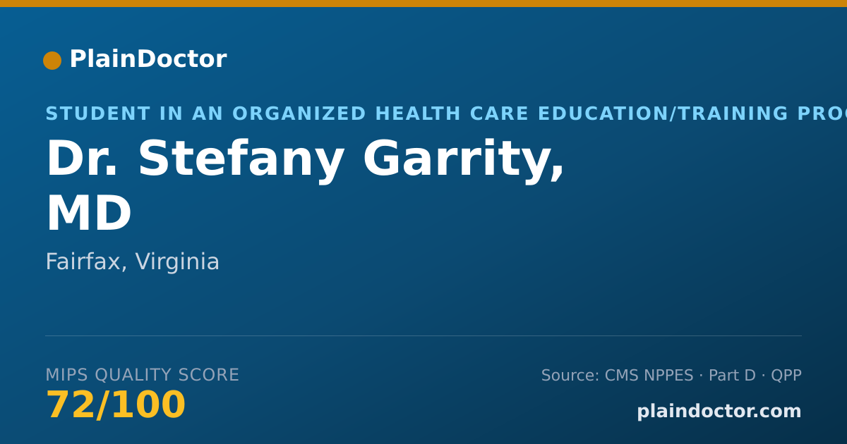Shareable card for Stefany Garrity, MD - Student in an Organized Health Care Education/Training Program, Fairfax, VA