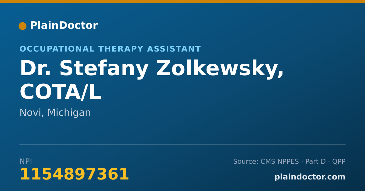 Shareable card for Stefany Zolkewsky, COTA/L - Occupational Therapy Assistant, Novi, MI