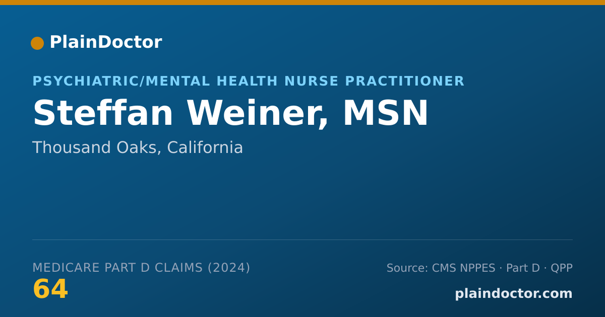 Shareable card for Steffan Weiner, MSN - Psychiatric/Mental Health Nurse Practitioner, Thousand Oaks, CA