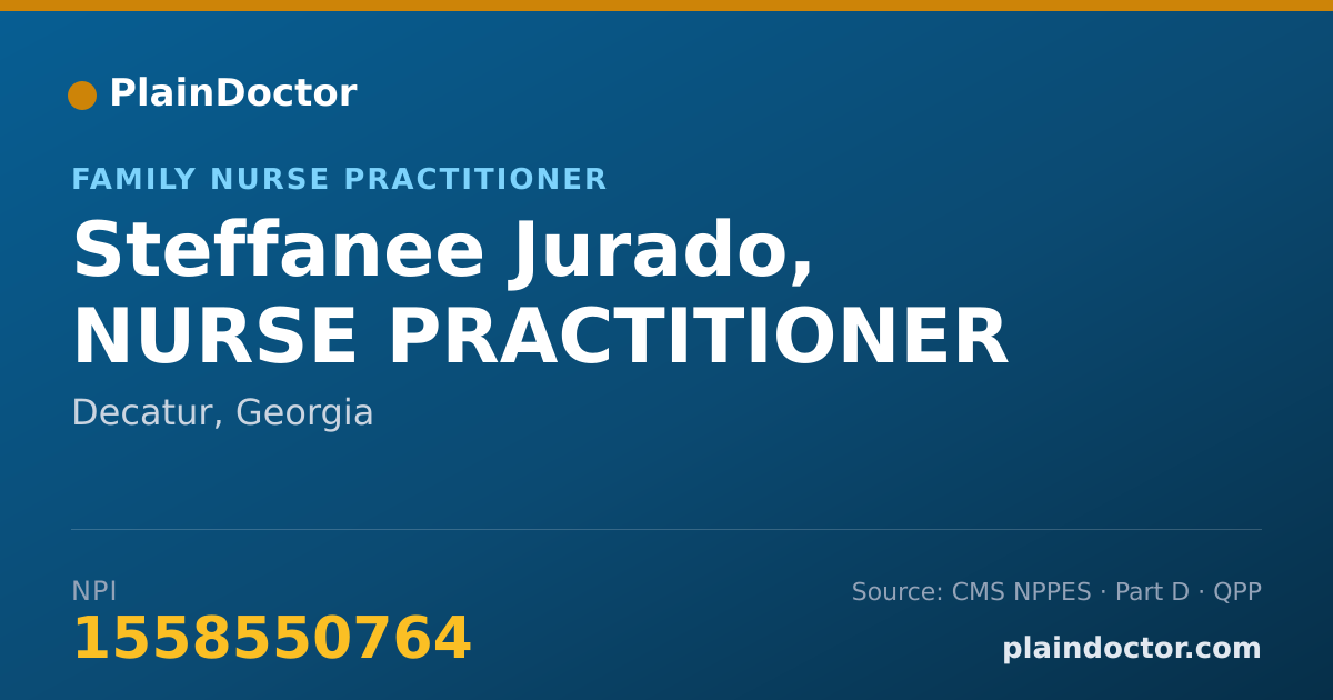Shareable card for Steffanee Jurado, NURSE PRACTITIONER - Family Nurse Practitioner, Decatur, GA