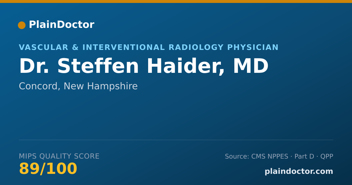 Shareable card for Steffen Haider, MD - Vascular & Interventional Radiology Physician, Concord, NH