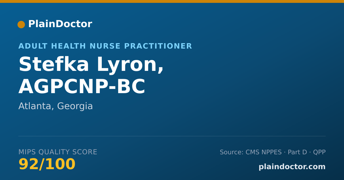 Shareable card for Stefka Lyron, AGPCNP-BC - Adult Health Nurse Practitioner, Atlanta, GA