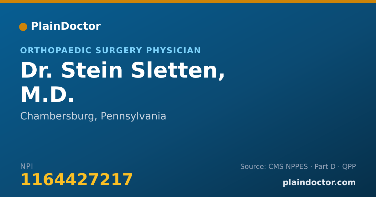 Shareable card for Stein Sletten, M.D. - Orthopaedic Surgery Physician, Chambersburg, PA