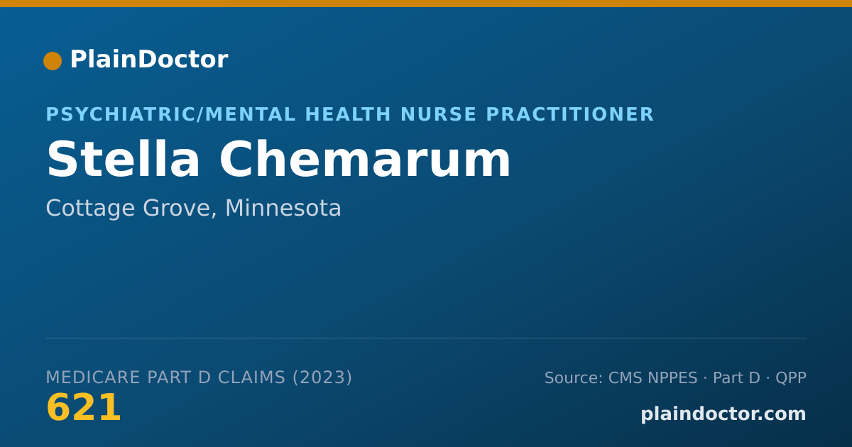 Shareable card for Stella Chemarum - Psychiatric/Mental Health Nurse Practitioner, Cottage Grove, MN