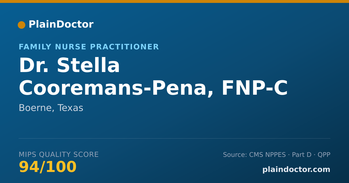 Shareable card for Stella Cooremans-Pena, FNP-C - Family Nurse Practitioner, Boerne, TX