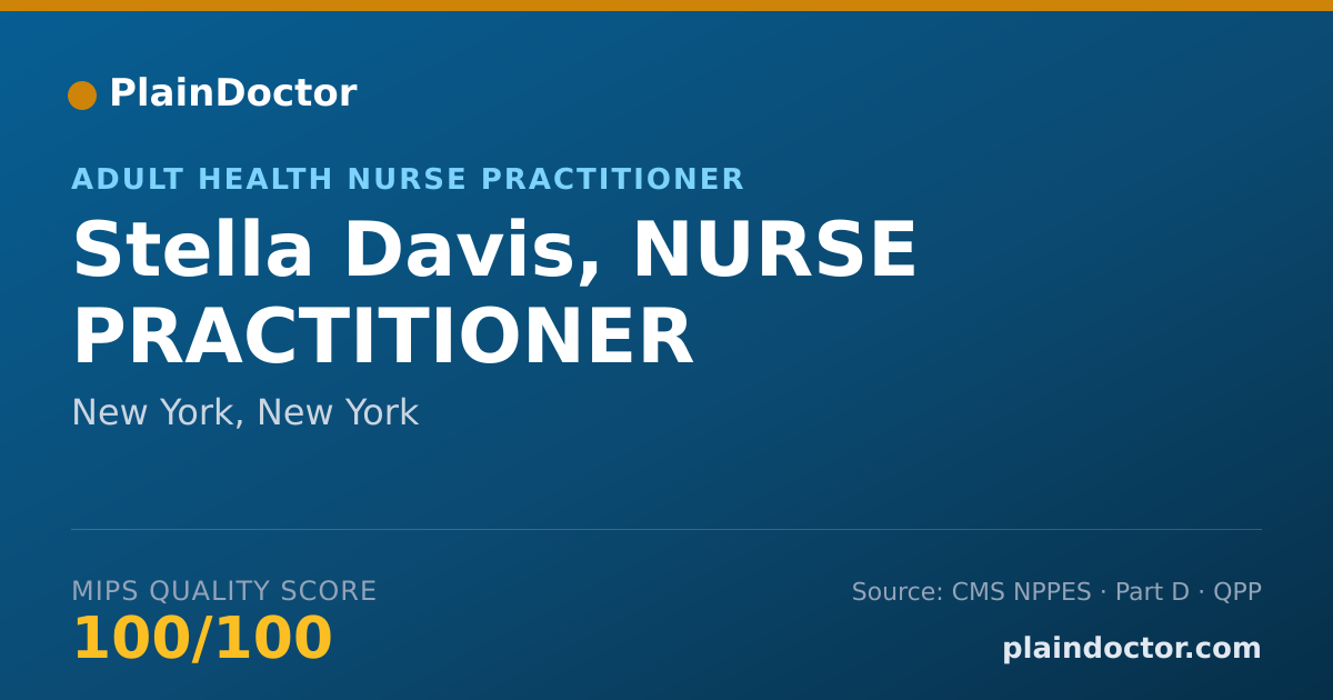 Shareable card for Stella Davis, NURSE PRACTITIONER - Adult Health Nurse Practitioner, New York, NY