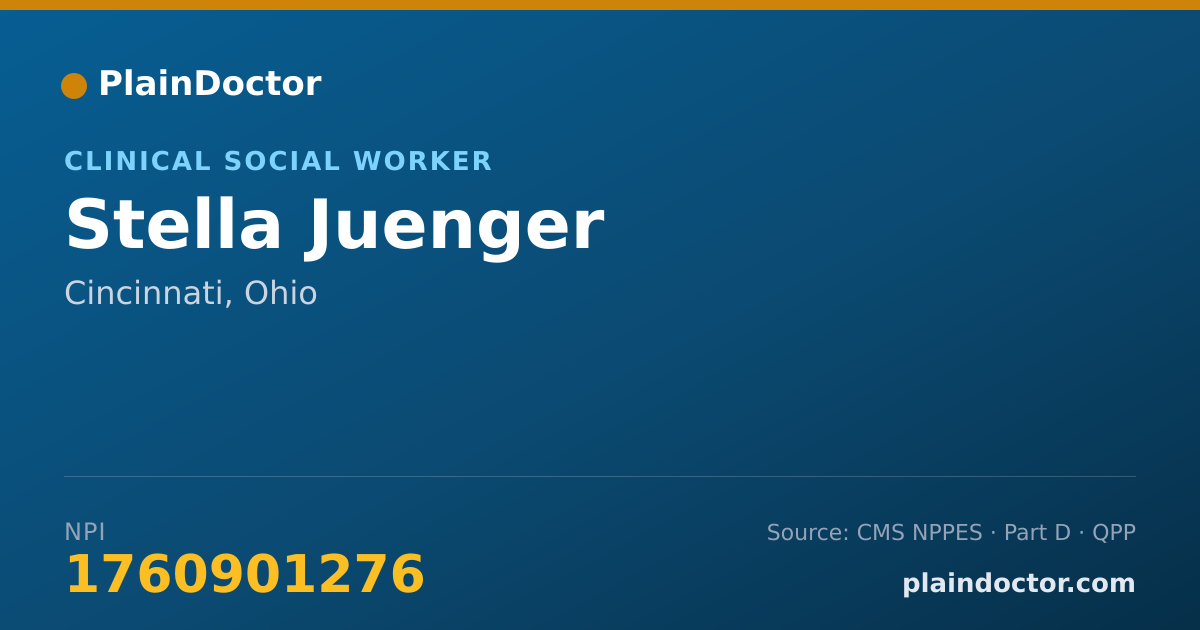 Shareable card for Stella Juenger - Clinical Social Worker, Cincinnati, OH