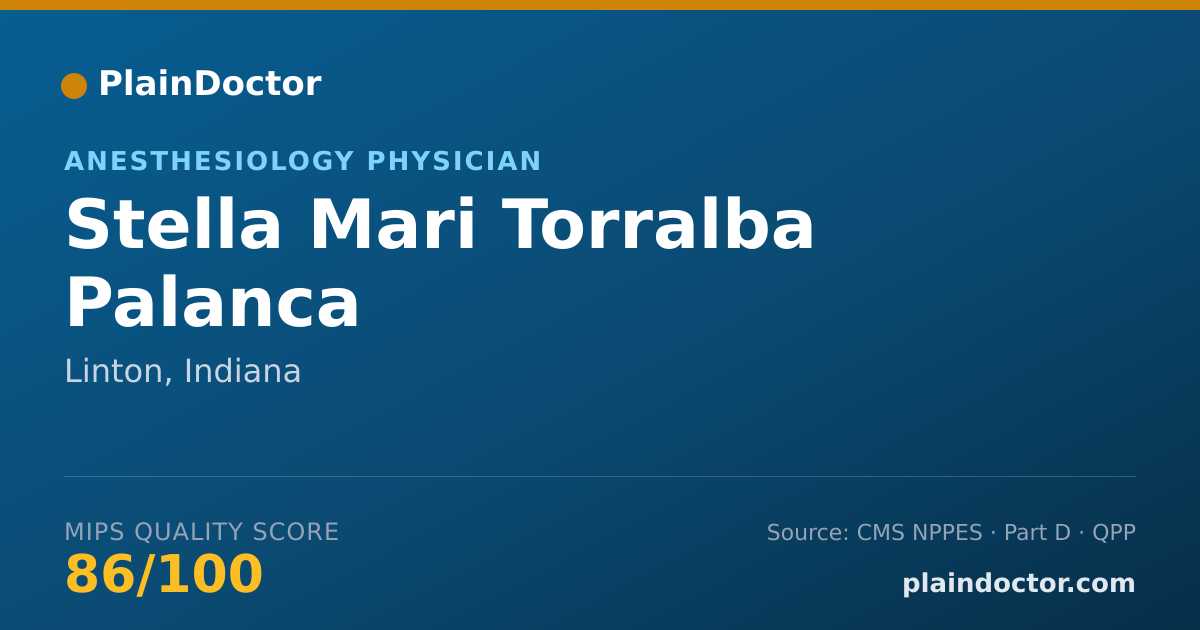 Shareable card for Stella Mari Torralba Palanca - Anesthesiology Physician, Linton, IN