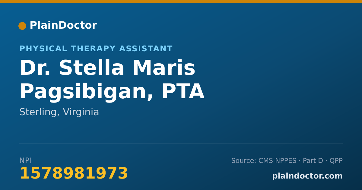 Shareable card for Stella Maris Pagsibigan, PTA - Physical Therapy Assistant, Sterling, VA