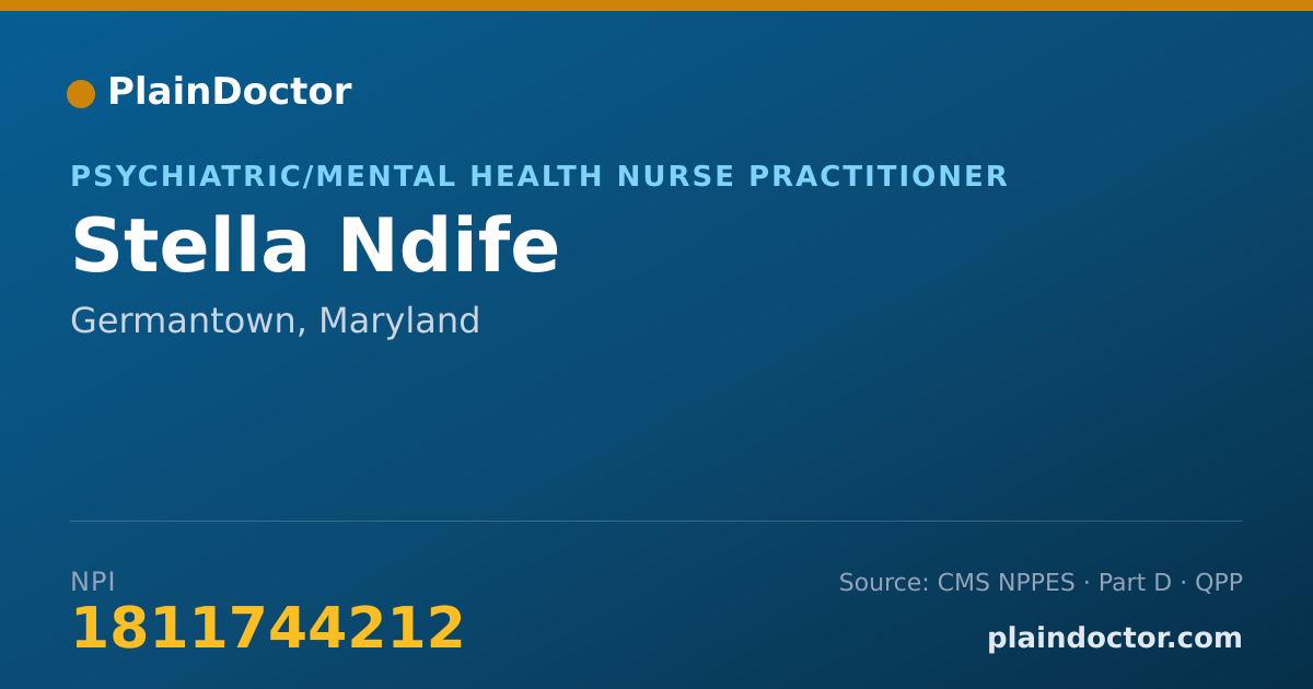 Shareable card for Stella Ndife - Psychiatric/Mental Health Nurse Practitioner, Germantown, MD
