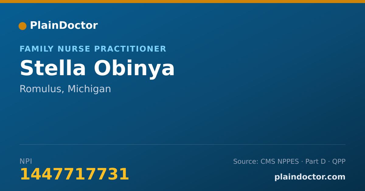 Shareable card for Stella Obinya - Family Nurse Practitioner, Romulus, MI