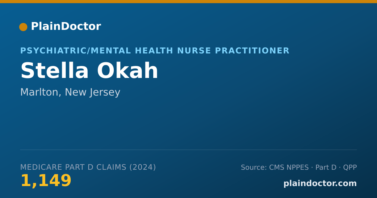 Shareable card for Stella Okah - Psychiatric/Mental Health Nurse Practitioner, Marlton, NJ