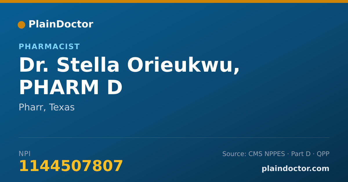 Shareable card for Stella Orieukwu, PHARM D - Pharmacist, Pharr, TX