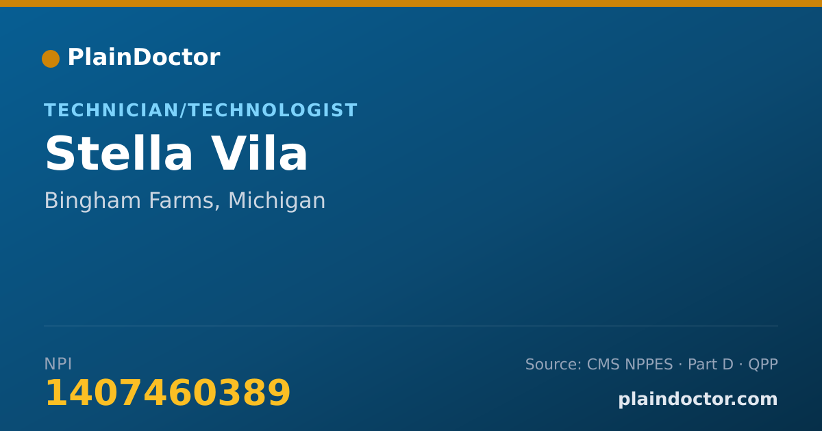 Shareable card for Stella Vila - Technician/Technologist, Bingham Farms, MI