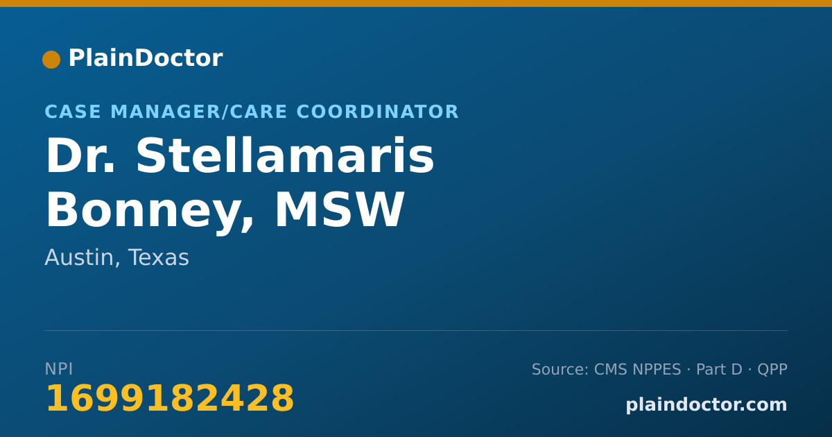 Shareable card for Stellamaris Bonney, MSW - Case Manager/Care Coordinator, Austin, TX
