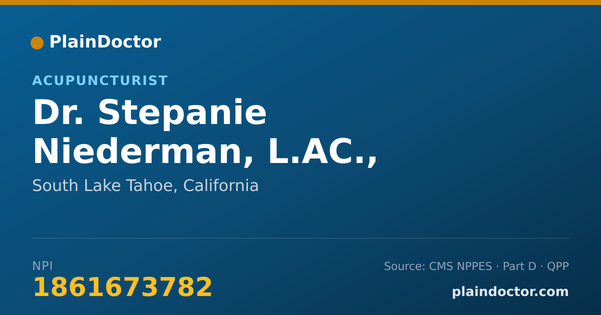 Shareable card for Stepanie Niederman, L.AC., DIPL. OF ACUP - Acupuncturist, South Lake Tahoe, CA