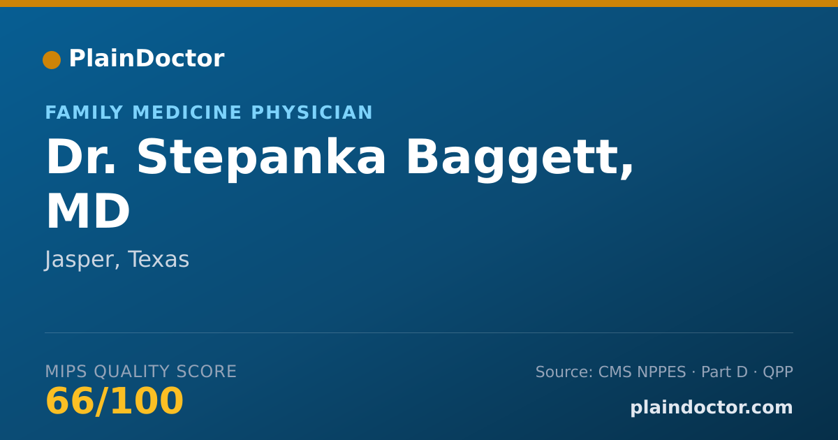 Shareable card for Stepanka Baggett, MD - Family Medicine Physician, Jasper, TX