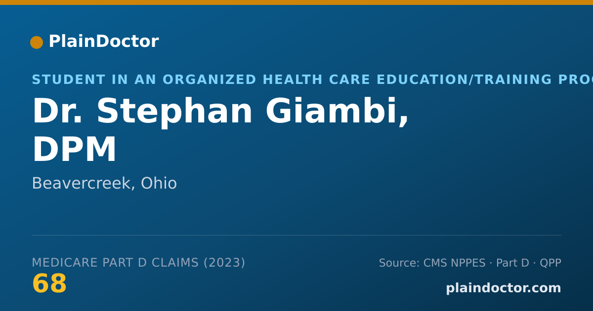 Shareable card for Stephan Giambi, DPM - Student in an Organized Health Care Education/Training Program, Beavercreek, OH