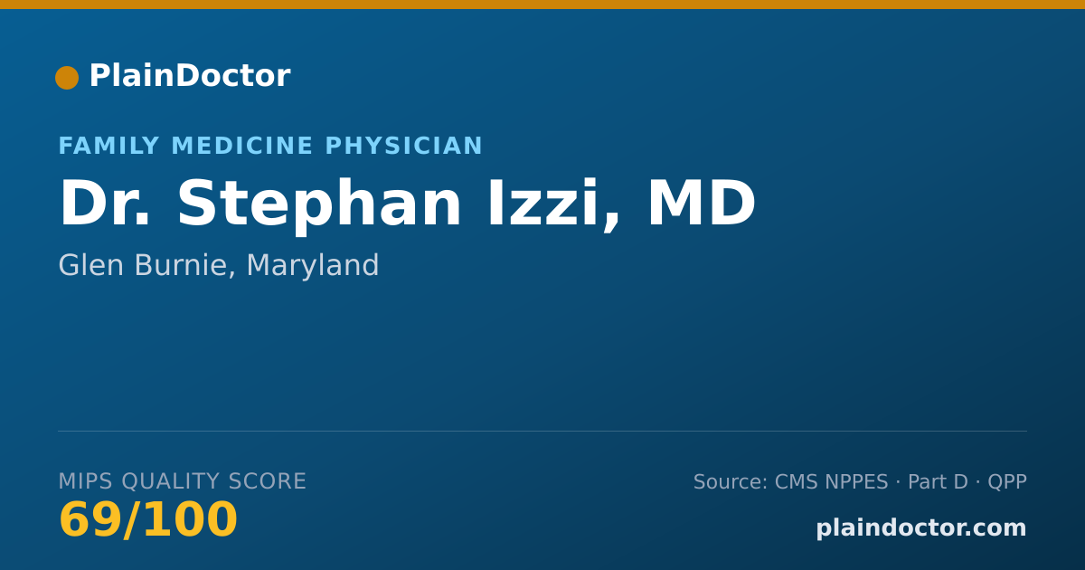 Shareable card for Stephan Izzi, MD - Family Medicine Physician, Glen Burnie, MD