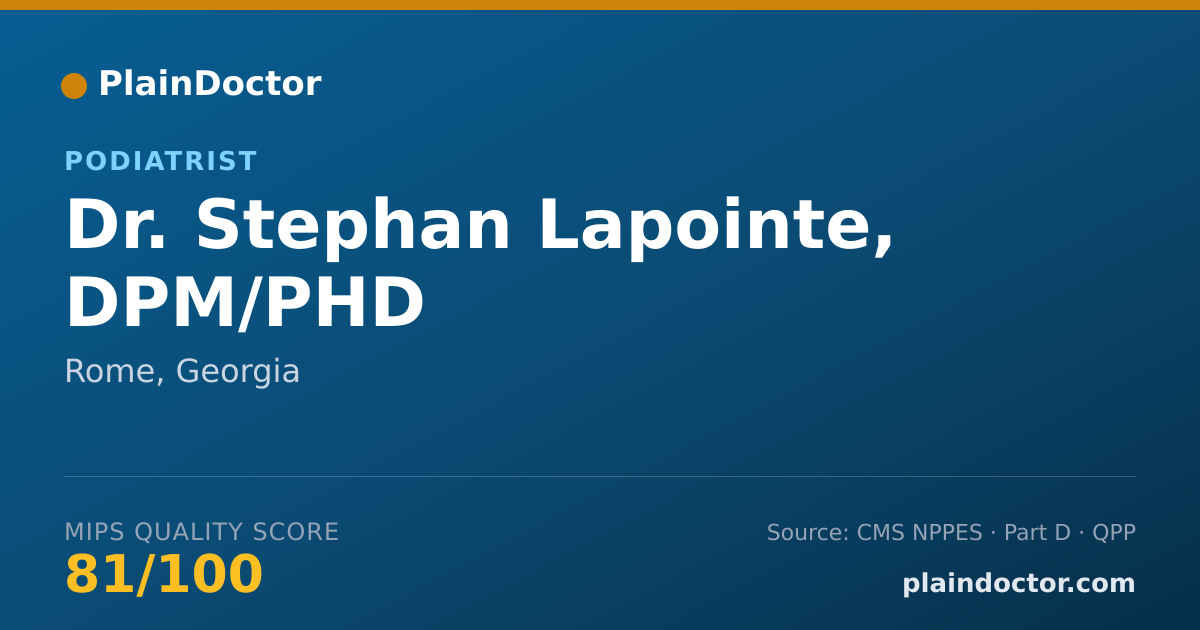 Shareable card for Stephan Lapointe, DPM/PHD - Podiatrist, Rome, GA