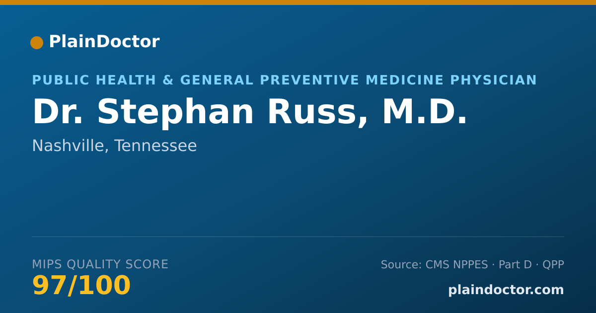 Shareable card for Stephan Russ, M.D. - Public Health & General Preventive Medicine Physician, Nashville, TN